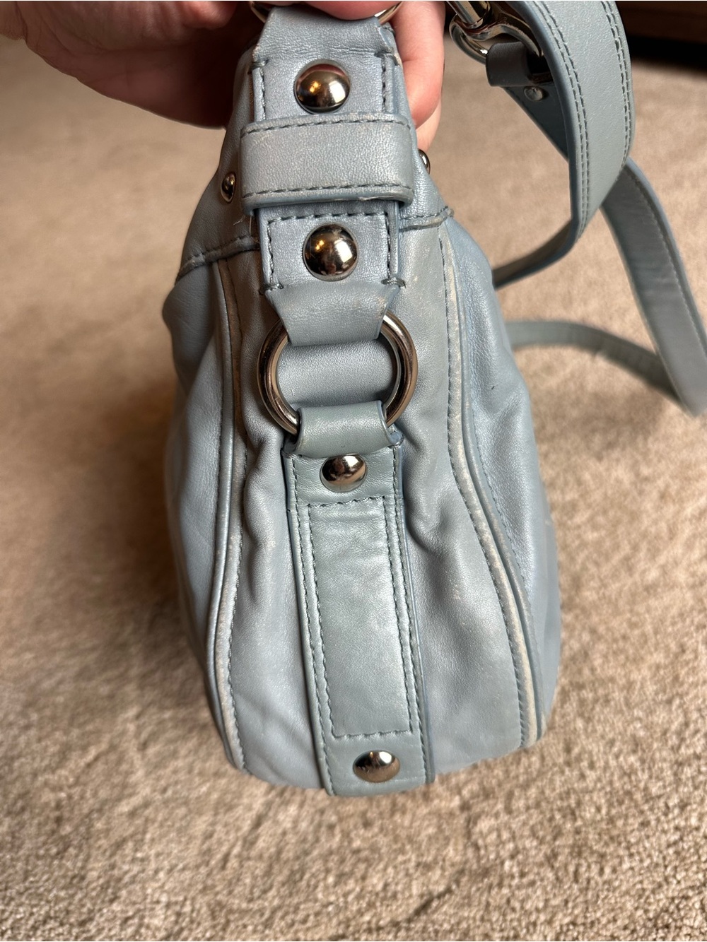 Coach Pebbled Leather Shoulder Bag in Pale Blue - Picture 6 of 10